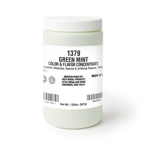 Plain white canister with green mint flavoring label