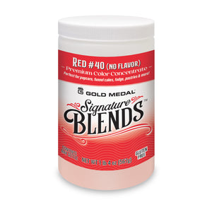 Signature Blends jar with bright red coloring