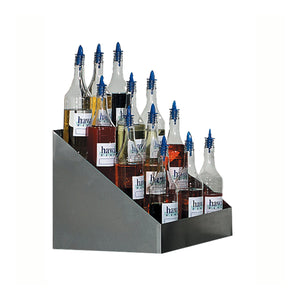tiered rack for holding Hawaii's Finest Shave Ice Flavor Bottles