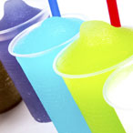 Trio of Slushies with different flavors isolated on white background.
