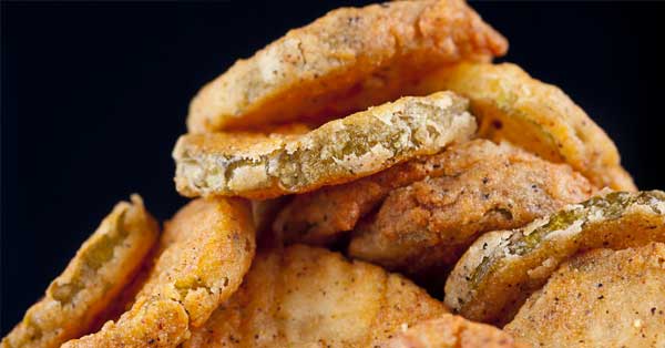 Fried Pickles on a Black Background