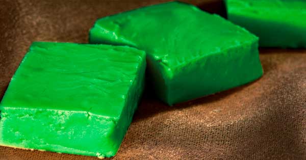 Sno-Kone lime syrup flavored green fudge