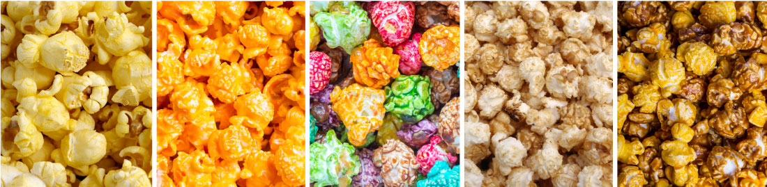 Collage of different types of popcorn