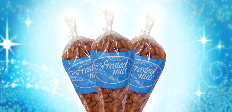 Frosted Nuts with sparkles on blue background